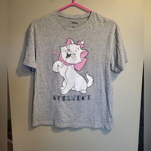 Disney Gray Cat Tee with Pink Accents, Size Small